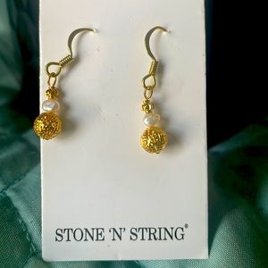 Stone and String Dangle earrings